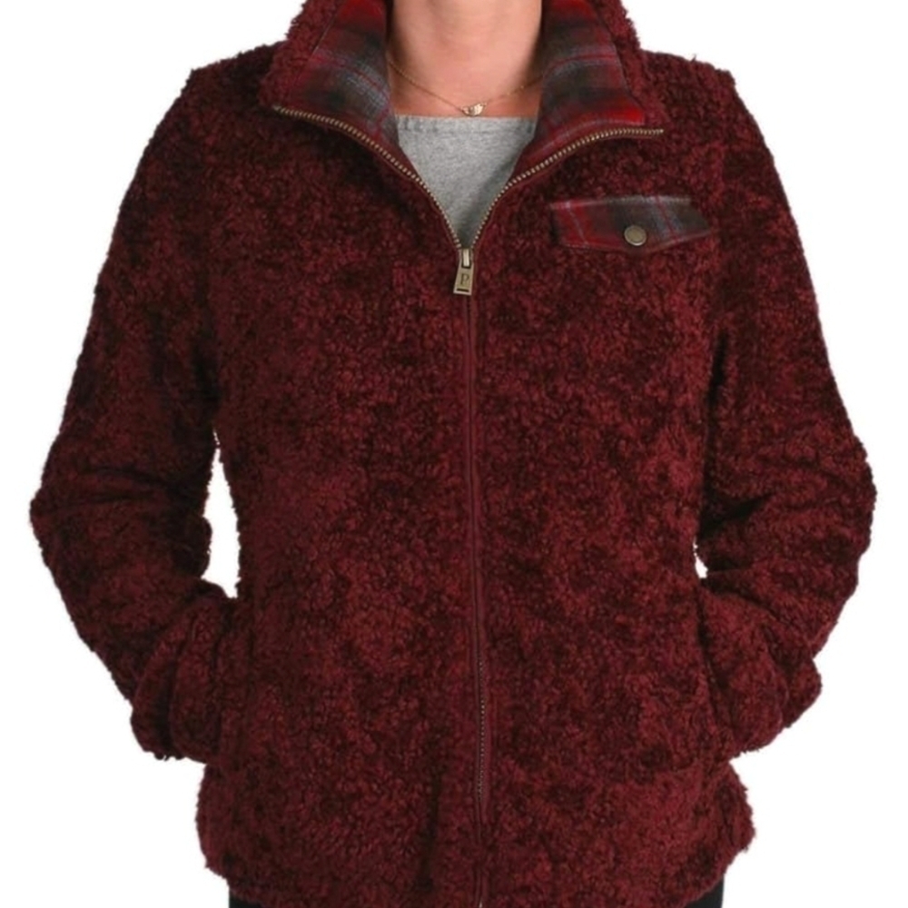 Pendleton Burgundy Plaid Sherpa Zip Up Jacket XL - Picture 8 of 10